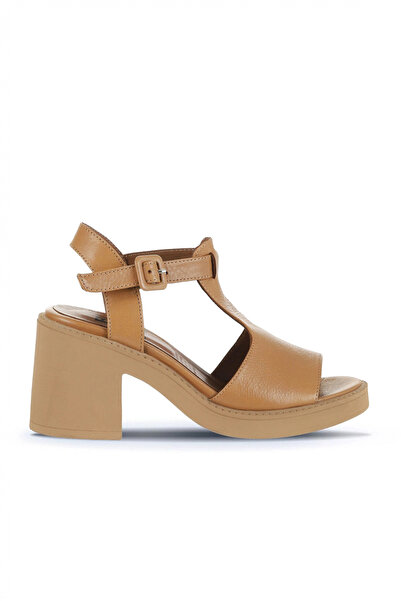 Bueno Shoes Tan Leather Women's Heeled Sandals 01Wa1702