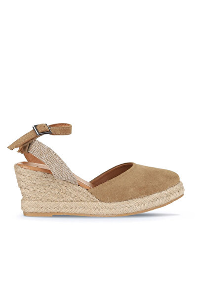 Bueno Shoes Sandale cu toc cu pană pentru femei din piele intoarsa naturala 1...