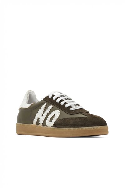 Bueno Shoes حذاء رياضي نسائي من الجلد السويدي الكاكي 01we4401