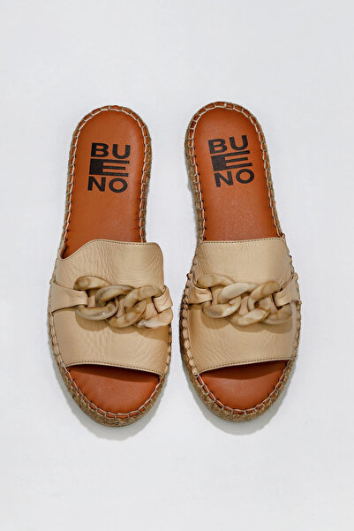Bueno Shoes Papuci espadrille damă din piele bej - 01ws1821