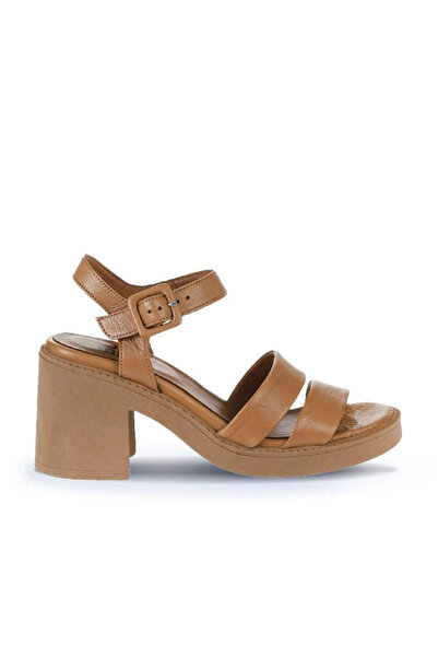 Bueno Shoes Sandale cu toc pentru femei din piele maronie 01wy12506