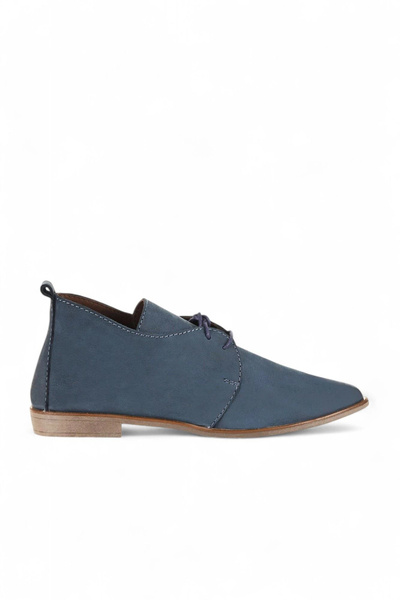 Bueno Shoes Cizme plate de damă din nubuc bleumarin 01wd3708
