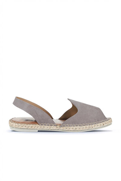 Bueno Shoes Sandale espadrille pentru femei din piele intoarsa gri inchisa Al...