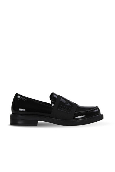 Bueno Shoes حذاء نسائي أسود بكعب منخفض من الجلد اللامع 01wf2604