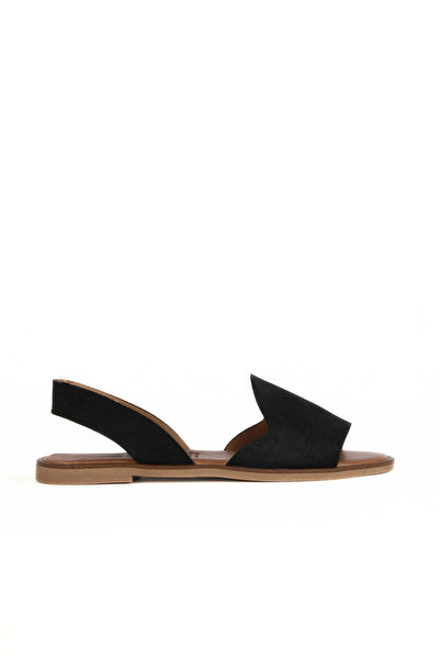 Bueno Shoes Sandale plate pentru femei din piele intoarsa Alf neagra 01wa5711