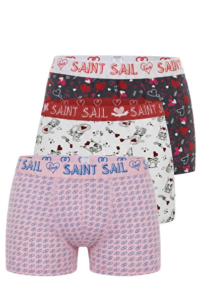 Saint Sail Pamuklu Likralı Esnek Kumaşlı Baskılı Renkli Desenli 3'lü Set Erke...