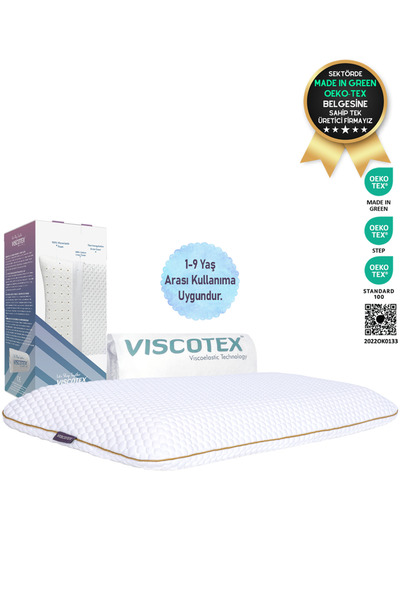 VİSCOTEX Visco Ortopedik Çocuk Yastığı (SENSİTİVE BABY) Hava Kanallı, 66x33x6...