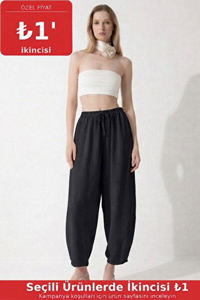 COMBİNE MİCHAİL Pantaloni Shalwar negri moi pentru femei basic