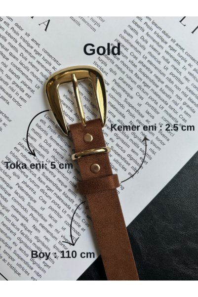 LİA KEMER Jewel Plain Patterned Suede Women's Gold Buckled Belt Jacket Belt Dress Belt Trouser Belt