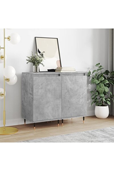 Concept Servante, 2 buc., gri beton, 40x35x70 cm, lemn prelucrat