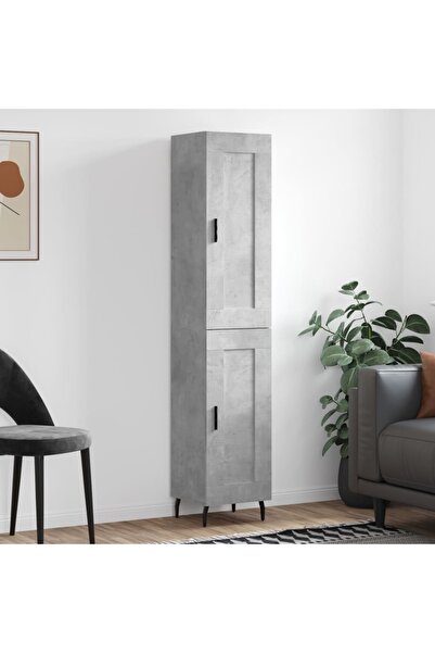 Concept Dulap înalt, gri beton, 34,5x34x180 cm, lemn prelucrat