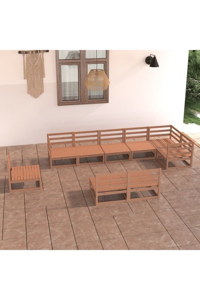 Concept Set mobilier de grădină, 9 piese, maro miere, lemn masiv de pin