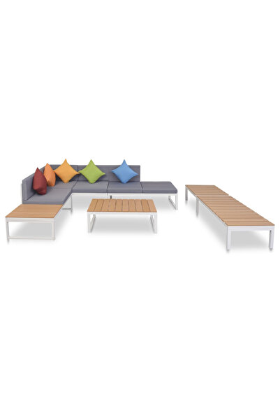 Concept Set mobilier de grădină cu perne, 5 piese, aluminiu și WPC