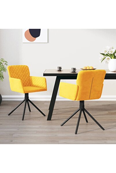 Concept Scaune de bucătărie pivotante, 2 buc., galben, catifea