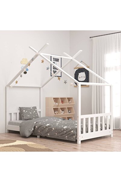 Concept Cadru pat de copii, alb, 90 x 200 cm, lemn masiv de pin