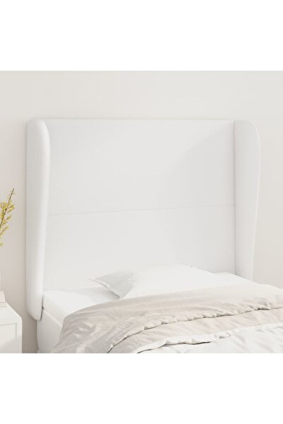 Concept Tăblie de pat cu aripioare, alb, 83x23x118/128 cm, piele