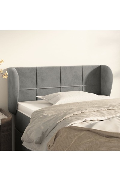 Concept Tăblie de pat cu aripioare gri deschis 83x23x78/88 cm catifea