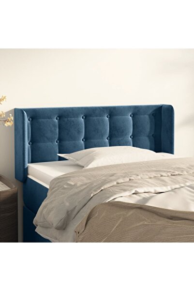 Concept Tăblie pat cu aripioare albastru închis 83x16x78/88 cm catifea