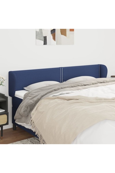 Concept Tăblie de pat cu aripioare, albastru, 203x23x78/88 cm textil