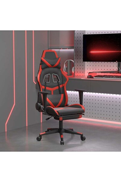 Concept Scaun de gaming cu masaj/suport picioare, negru/roșu, piele