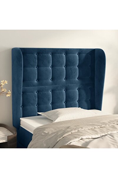 Concept Tăblie pat cu aripioare albastru închis 93x23x118/128cm catifea