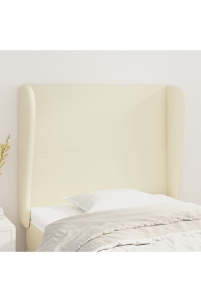 Concept Tăblie de pat cu aripioare, crem, 83x23x118/128 cm, piele