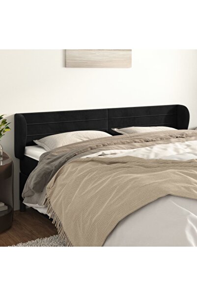 Concept Tăblie de pat cu aripioare negru 163x23x78/88 cm catifea