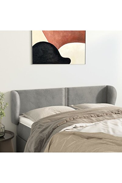Concept Tăblie de pat cu aripioare gri deschis 147x23x78/88 cm catifea