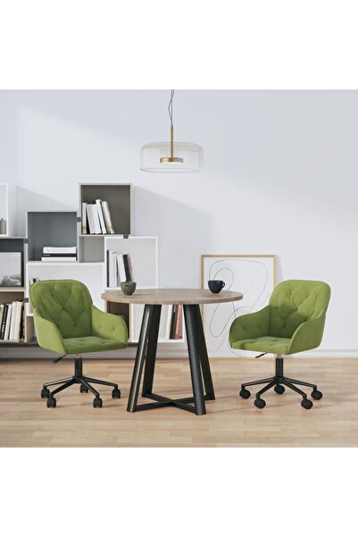 Concept Scaune de bucătărie pivotante, 2 buc., verde deschis, catifea