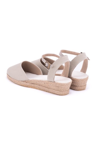 Star Tombis Real Handmade Beige Open Heel Ankle Strap 3cm Wedge Heel Linen Straw Espadrille Handmade