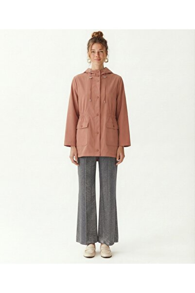 Yargıcı Wide Hooded Collar Long Sleeve Raincoat