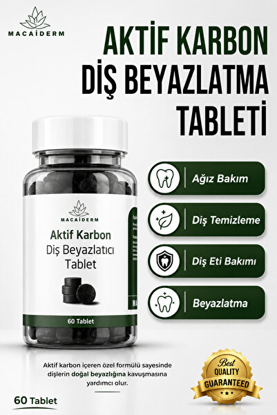 Macaiderm قرص للعناية بالفم والأسنان يحتوي على الكربون النشط 60 قرصًا
