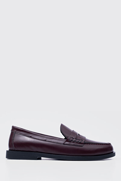 Beta Bordo Açma Hakiki Deri Kadın Loafer Ayakkabı [B70008]