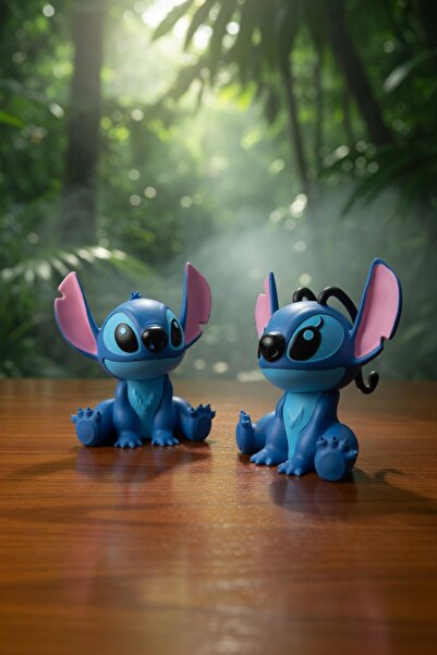 FDM DEKOR Stitch ve Angel Boyanabilir Biblo hediye 12 Boya 2 fırça- Sevgilile...