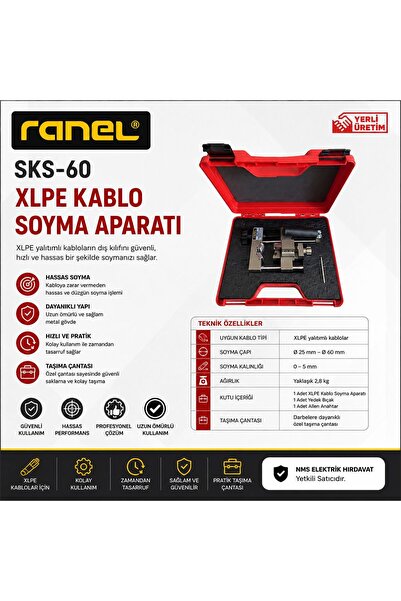 ŞAFAKSAN-RANEL Şafaksan Ranel SKS-60 XLPE Kablo Soyma Aparatı Yüksek Kalite N...