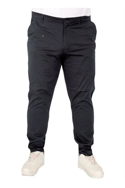 cusseli Large Size Men's Trousers Linen Milano 20850 Navy Blue