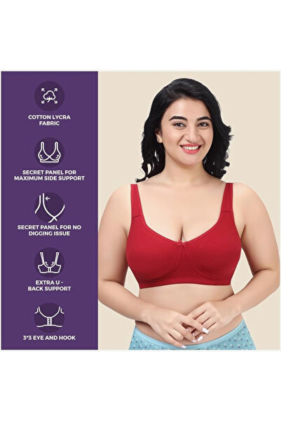 RAJNI Women's Bra D Cup Cotton Lycra Soft Stretch Minimizer Seamless Full Cov...