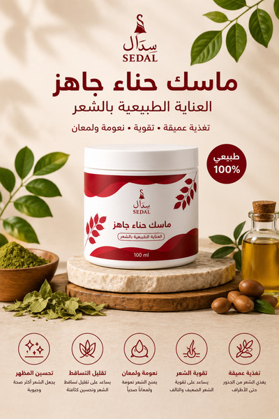 Sedal ماسك الحناء الطبيعي للشعر | Natural Henna Hair Mask for Strong & Health...