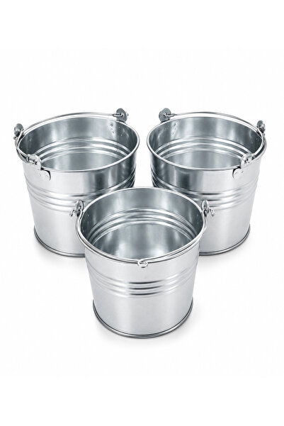 BAŞAK Metal Galvaniz Su Kovası Yuvarlak 3'lü 15 Lt 12 Lt 10 Lt