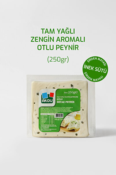 Akdu Tam Yağlı Otlu Beyaz Peynir 250 Gr - %100 İnek Sütünden, Olgunlaştırılmı...