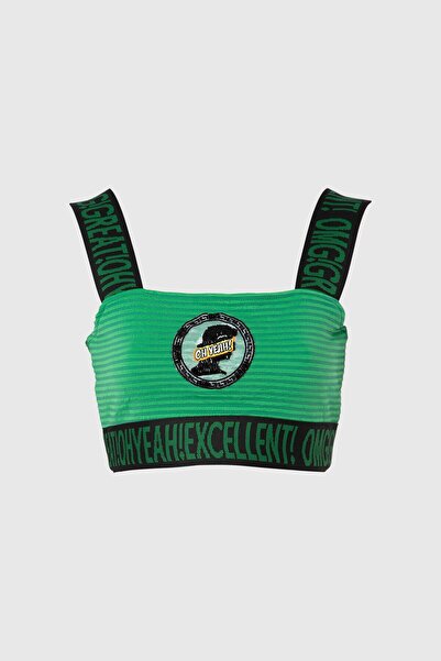 GIZIA SPORT Nakış Arma Detaylı Şerit Yazılı Askılı Crop Top