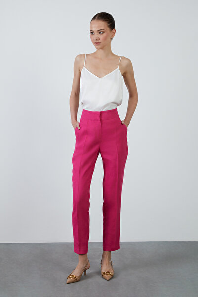 GİZİA Cepli Keten Pembe Pantolon
