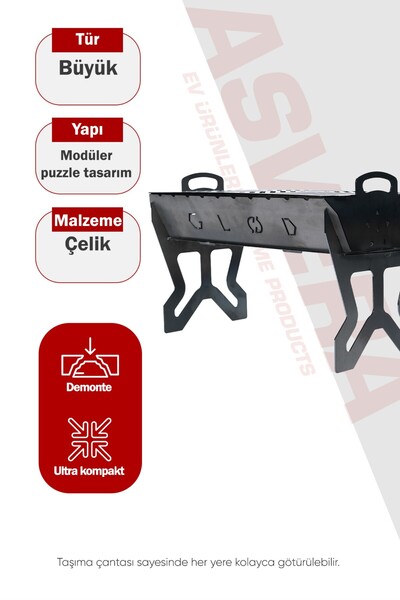 ASVERA Yakut Serisi - Portatif Katlanabilir Çelik Mangal | Pratik, Dayanıklı,...