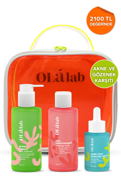 OlaLab Akne Ve Siyah Nokta Karşıtı Gözenek Sıkılaştırıcı Bakım Seti - 21 Günd...