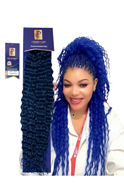GOLEN Golden Hair 22 inch Deep Wave Braids – Dark Blue Curly Human Hair