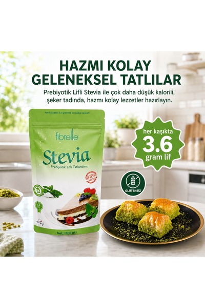 Fibrelle Prebiyotik Lifli Stevia Lı Tatlandırıcı 1200g Ambalaj
