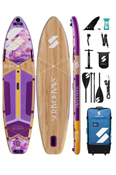 SavaBoards Coral Queen Ultra Stabil Şişme Paddle Board SUP Seti ( Tekerlekli ...