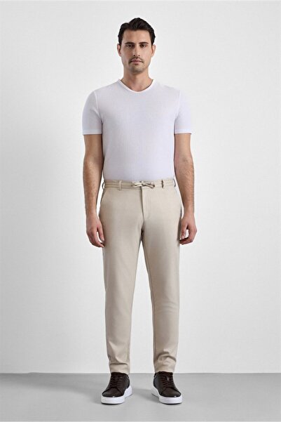 SÜVARİ Bej Slim Düz Jogger Pantolon