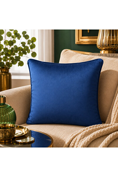 Fabricland Ithal Ipek Kadife Lacivert Renk Kırlent Kılıfı 43x43cm