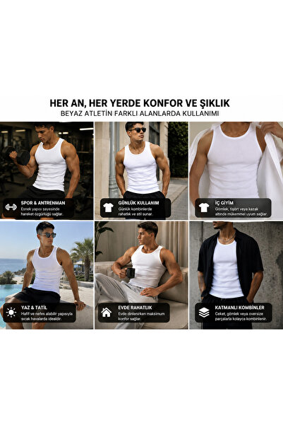 Livik Erkek Halter Yaka Slimfit Fitilli Sporcu Likralı Atlet